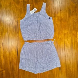 abercrombie kids Girl’s Linen Matching Set Sz. 11/12 blue stripe NWT